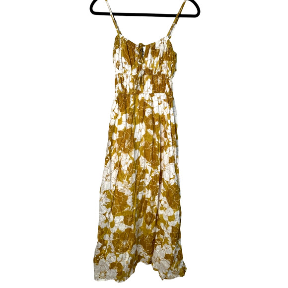 NEW! Revolve x Faithful The Brand 6 Francesca Midi Dress 100% LINEN Mustard - Picture 2 of 8